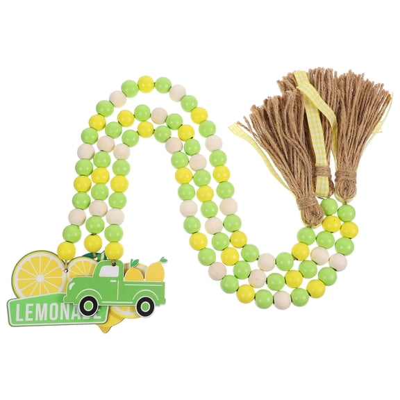 Niceauty 3Pcs Rustic Farmhouse Wood Bead Gar with Tassel Charm Hanging Decoration for Home Use