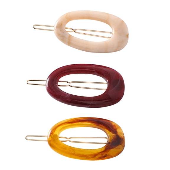 Niceauty 3Set Geometric Hair Barrettes for Women Burgundy Alloy with Grip Enhancement for Meeting