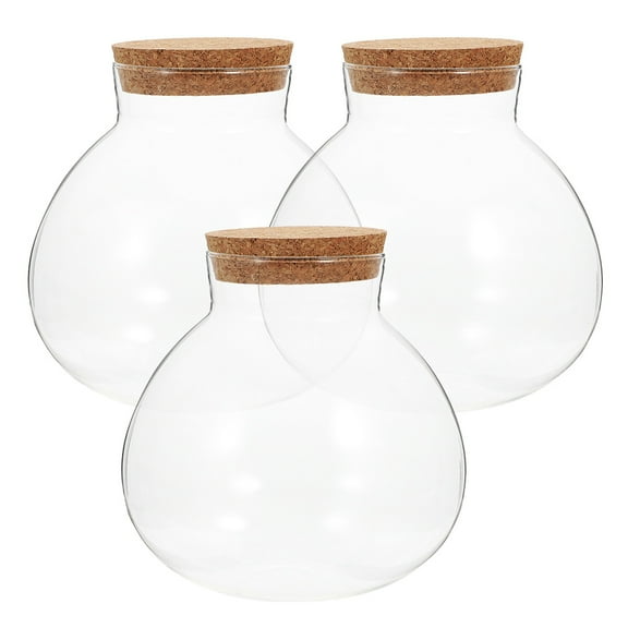 Niceauty 3Pcs Glass Jar with Lids Transparent Sealed Jar for DIY Indoor Planting Home Decoration