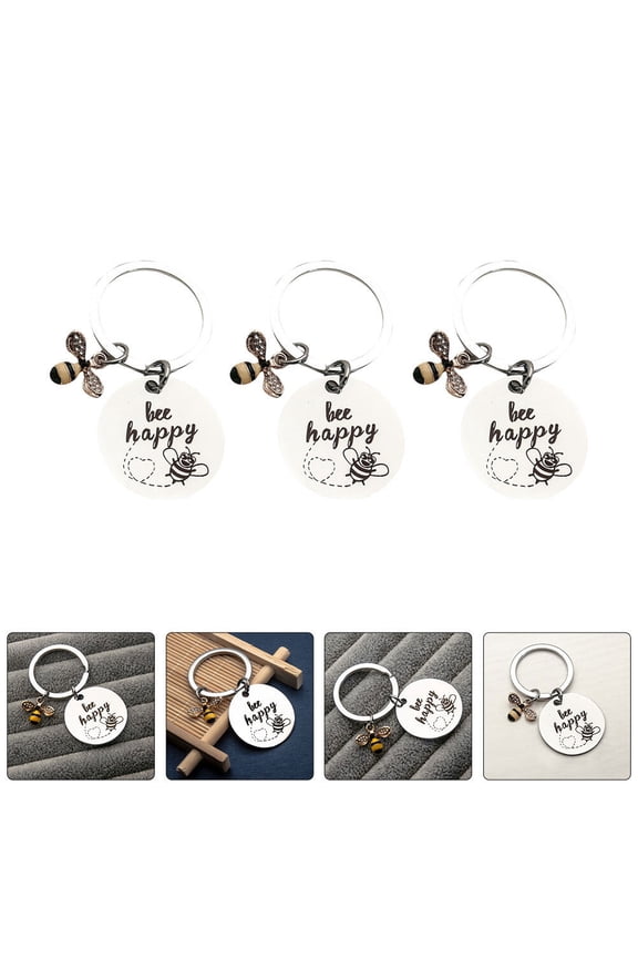 3pcs Key Chain Stainless Steel Decorative Key Fixing Accessories for Bags