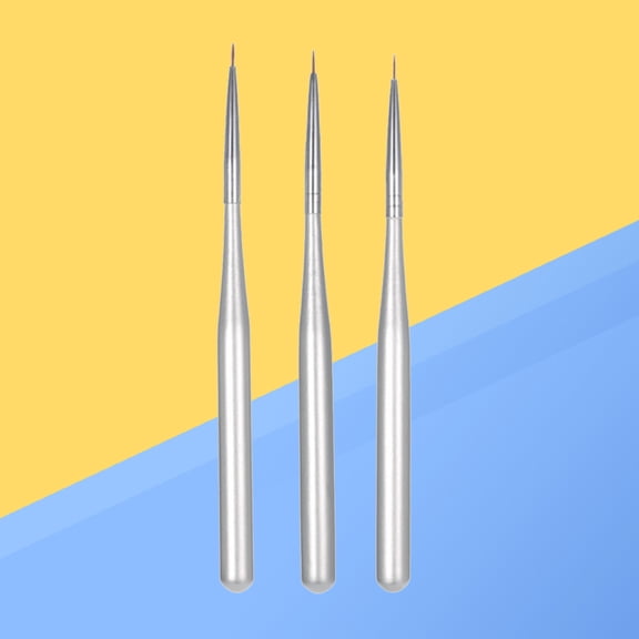 Niceauty 3Pcs Silver Nail Polish Liner Brush for Accurate Nail Art Drawing