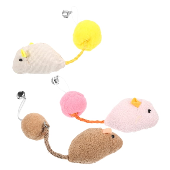 Niceauty 3pcs Plush Rat Cat Ball for Indoor Cats Mouse Shape Entertainment