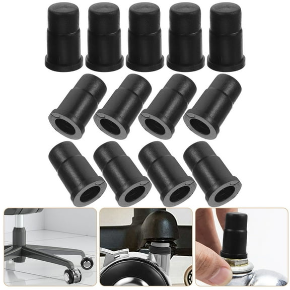 Niceauty 40Pcs Stem Caster Socket Sleeve Inserts for Chair Leg Black High Grade ABS Material