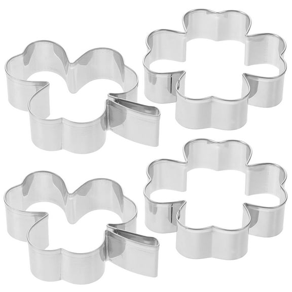 Niceauty 4Pcs Stainless Steel Shamrock Leaf Cookie Cutters for Baking St Patricks Day Holiday