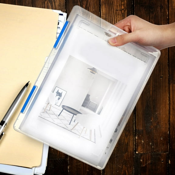 Niceauty 4Pcs Clear Storage File Boxes Plastic Document Case for Space-saving Study Environment