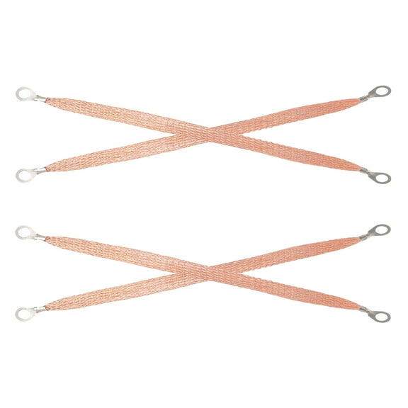 Niceauty 4Pcs Automotive Grounding Wire Brown Braided Copper Cable with Easy Installation for Cars