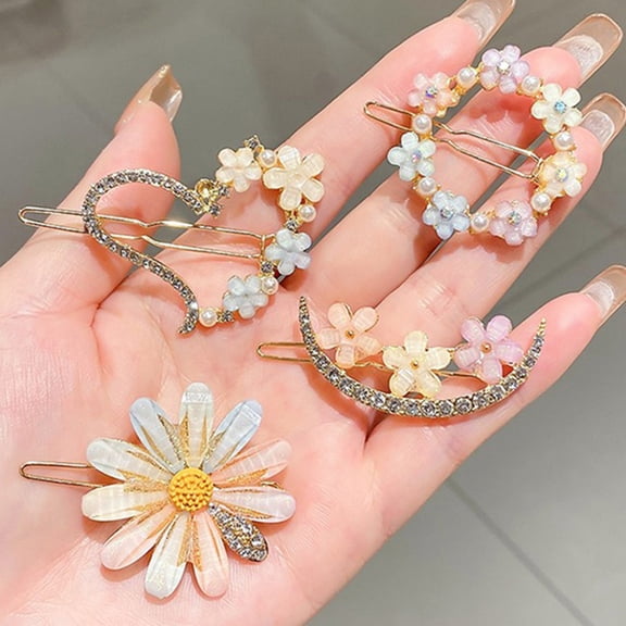 Niceauty 4Pcs Hair Clips Flower Decoration Assorted Color Accessories for Women