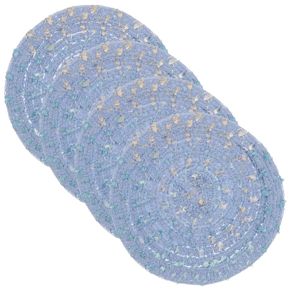 Niceauty 4Pcs Blue Woven Cup Coasters Natural Braided Table Mats for Coffee Table Use