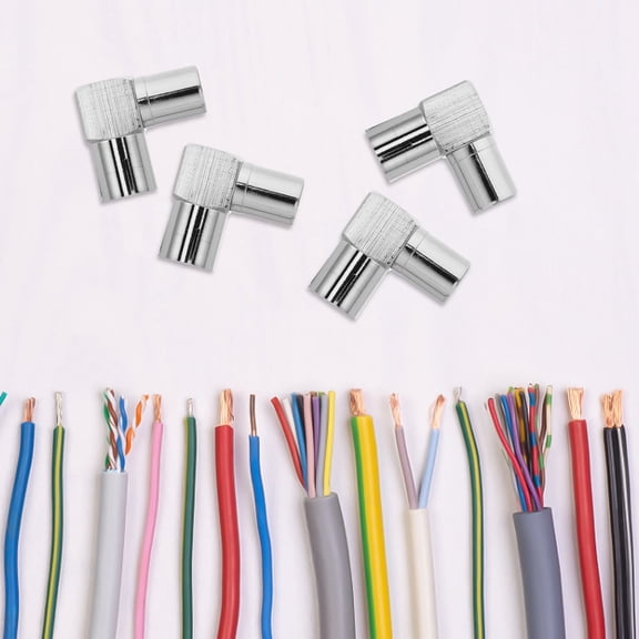 Niceauty 4Pcs Metal 90 Degree Male to Female TV Antenna Connector for Stable Signal