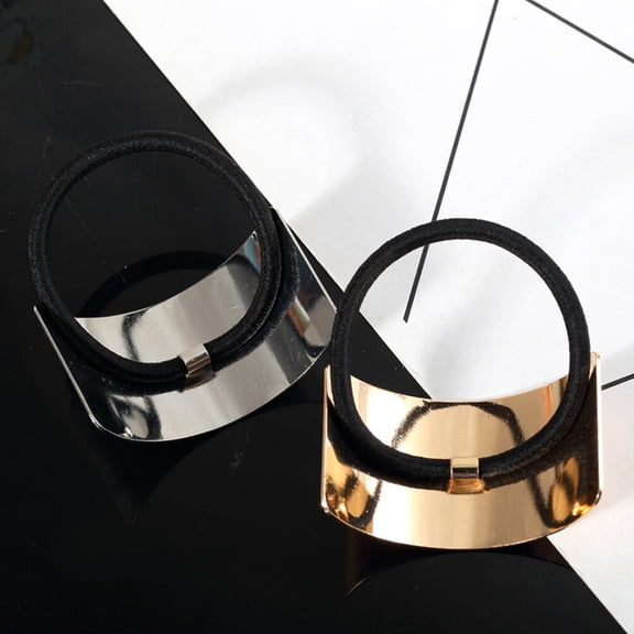 Niceauty 4Pcs Assorted Color Alloy Hair Ties Stretch Hair Rings for Stylish Ponytails