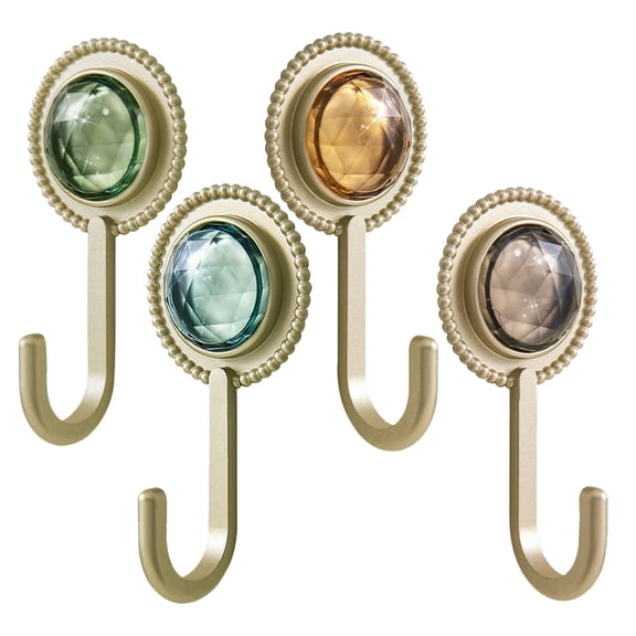 Niceauty 4Pcs Stick on Wall Hooks Assorted Color ABS Key Hook Modern Style Elegance Home Decoration