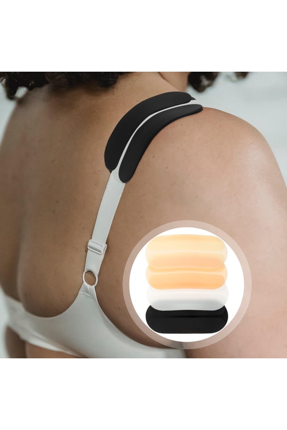 Shoulder Support Bra Strap Cushion Silicone Black 4Pcs