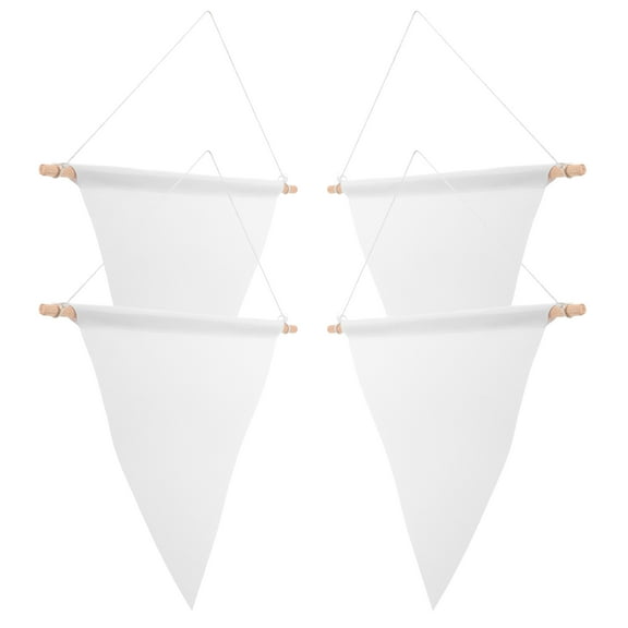 Niceauty 4Pcs Festival Flags Canvas Blank White for Party Decor and Badge Storage