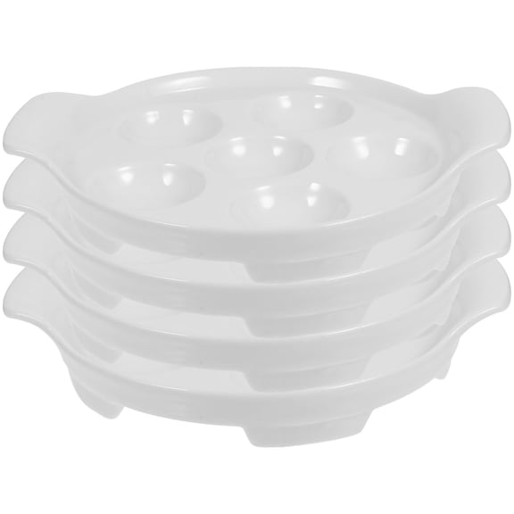 Niceauty Ceramic Escargot Serving Dish White High-Temp Resistant for Storage 4Pcs