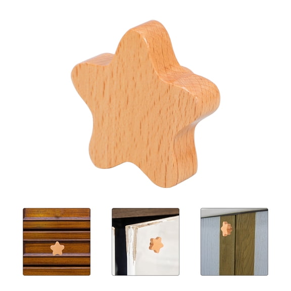 Niceauty Cabinet Knob Beige Wood 4Pcs for Furniture