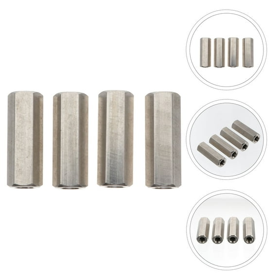 Niceauty 4Pcs Straight Fitting Rod Stainless Steel Threaded Bar Hexagon Nut