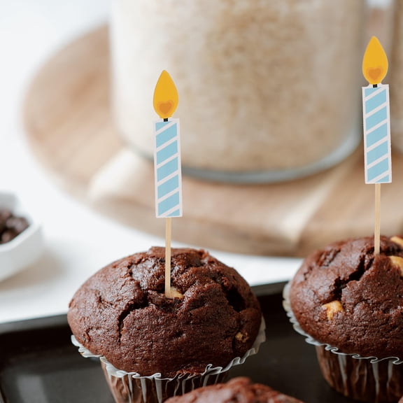 Niceauty Candle Shaped Cupcake Toppers for Birthday Decoration Assorted Favors 50 Pieces