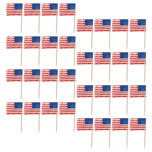 Niceauty 50Pcs Patriotic Flag Toothpicks Multi-Use Party Picks for Appetizers Dessert and Drinks