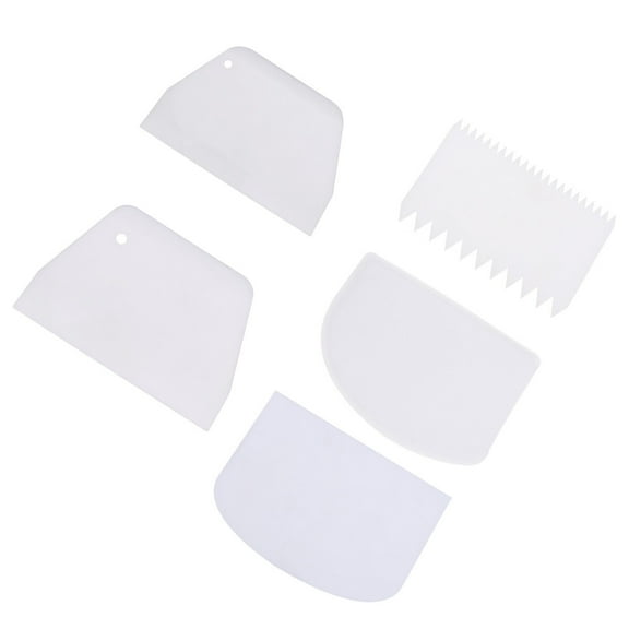 Niceauty 5Pcs White Cake Scraper Set Multifunctional Plastic Tools for Baking and Cooking