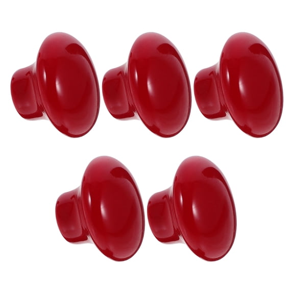 Niceauty 5Pcs Red Ceramic Pull Handles Round Door Knobs for Cabinet and Drawer Use