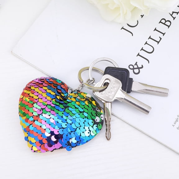 Niceauty 5Pcs Shiny Heart Shaped Key Chain Fashionable Multi Backpack Ornament for Graduation Family Friends