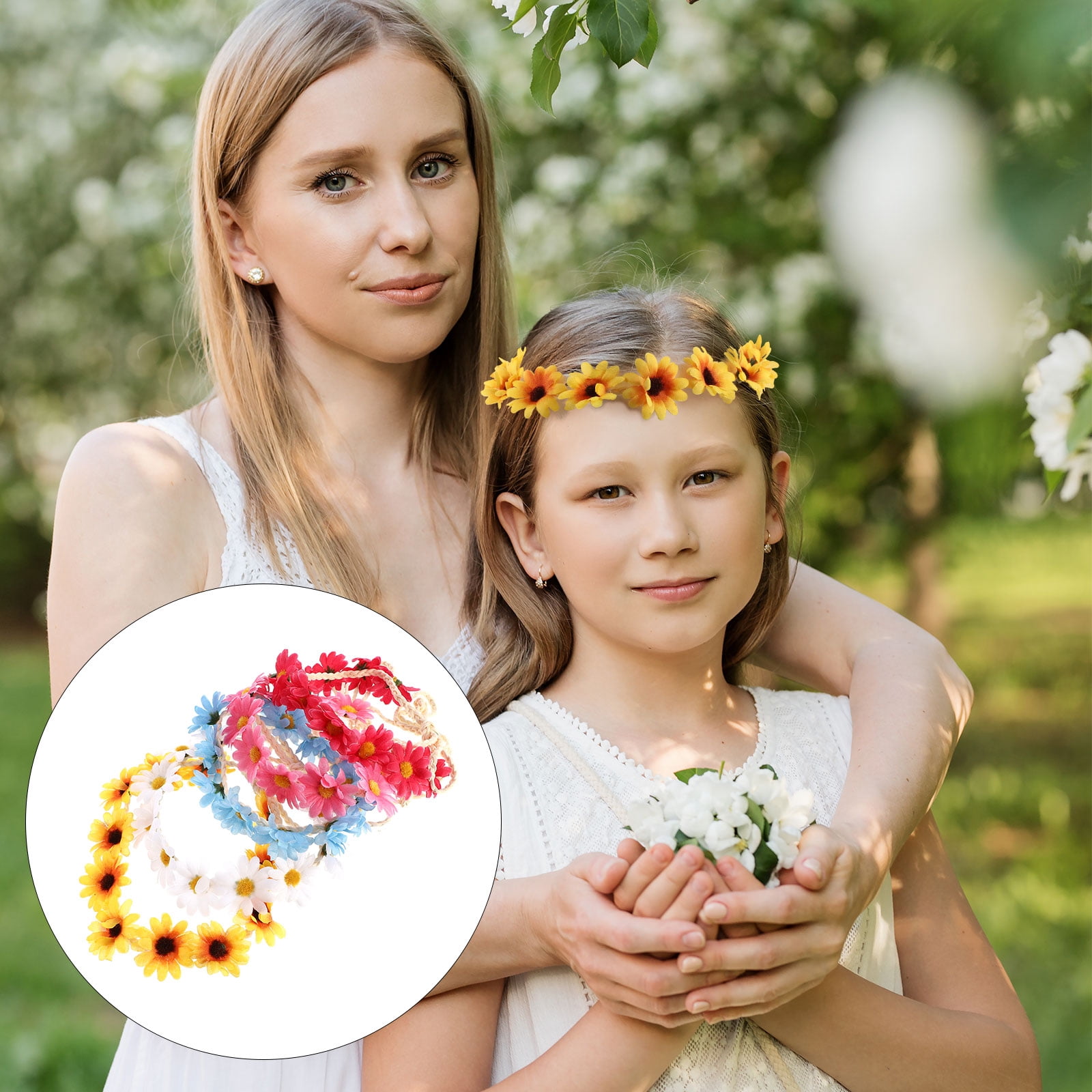 Niceauty 5Set Multi Color Flower Headband Wreath Crown 