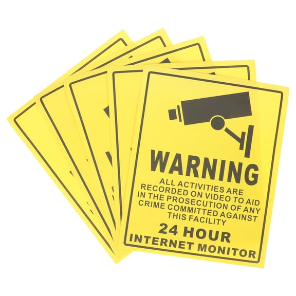 Niceauty 5pcs CCTV Warning Signs Stickers 24 Hour Video Decals