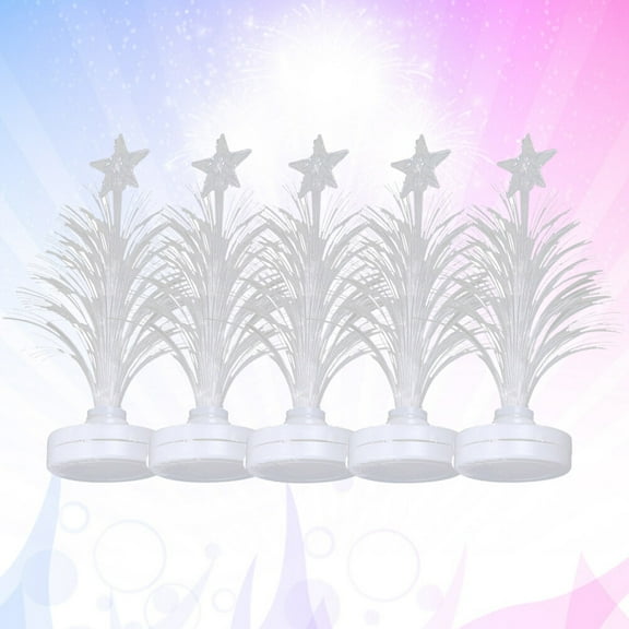 Niceauty 5Pcs LED Fiber Light Tree Shape PP Fibre Optical Lighting Christmas