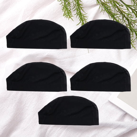 Niceauty 5Pcs Black Wig Hair Net Caps Elastic Breathable Adjustable Soft Headpiece for Wig Styling