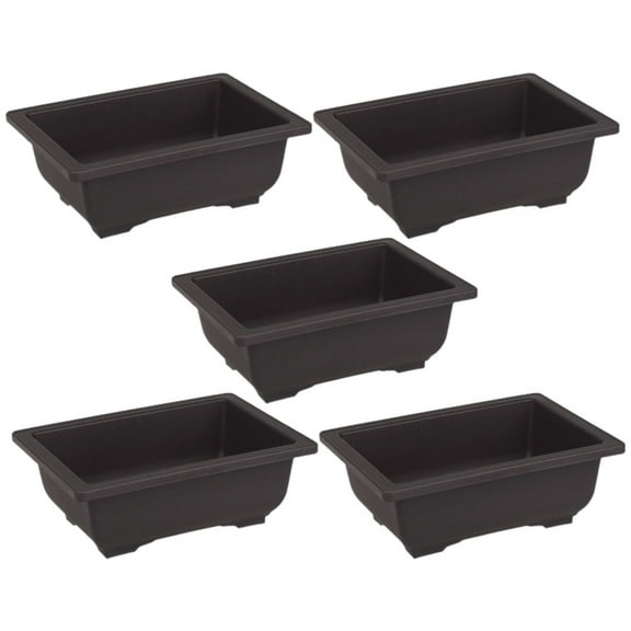Niceauty 5Pcs Rectangular Black Plastic Plant Container for Flowers Vegetables and Bonsai Trees