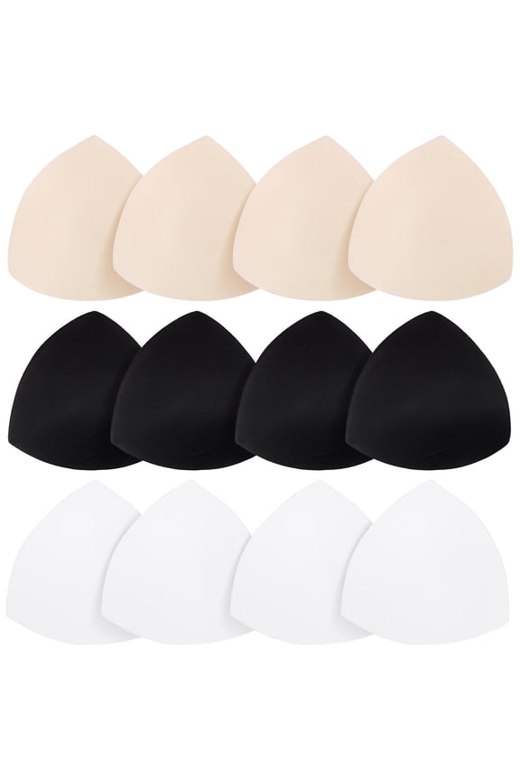 6 Pairs Bathing Suit Cups Insert Sponge Black Removable Pads For Ladies Sports