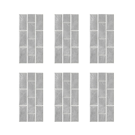 Niceauty 6 Pcs Waterproof Grey Brick Wallpaper PVC Removable Wall Decals