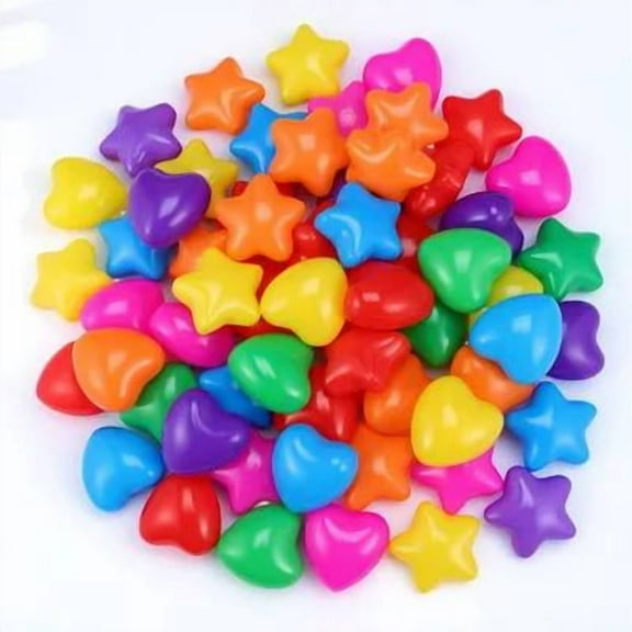 Niceauty Heart and Star Ball Pit Balls Assorted Color Pe 60Pcs