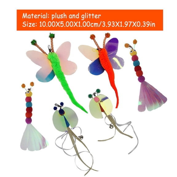 Niceauty 6Pcs Cat Teasing Stick Replacements Plush for Attention