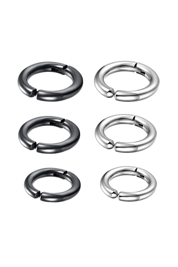6Pcs Ear Cuffs Men Non Piercing Jewelry Titanium Steel for Everyday Use
