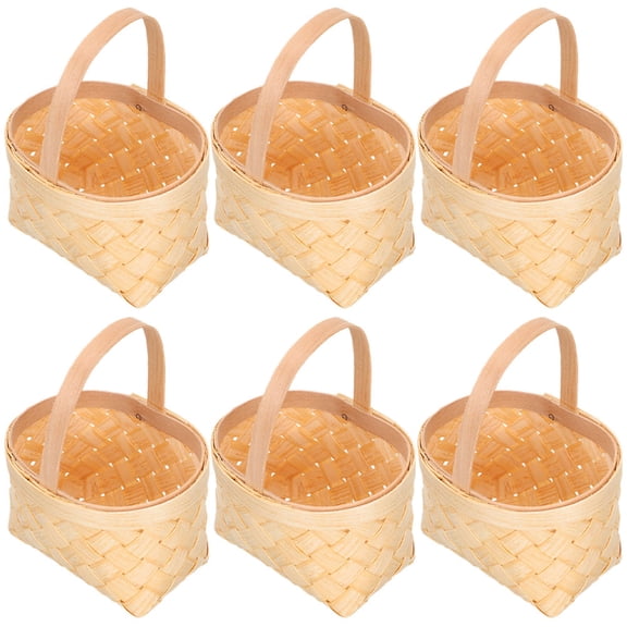 Niceauty 6Pcs Small Wood Woven Candy Baskets for Wedding Party Treats