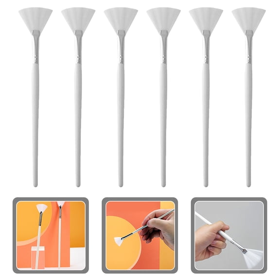 Niceauty 6Pcs Facial Mask Brush White Fan Shape for Even Face Mask Application and Skincare Routine