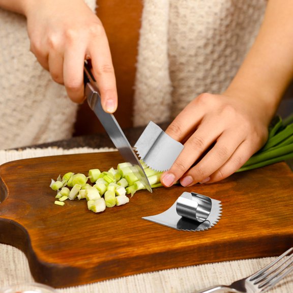 Niceauty Food Prep Finger Guard Silver Stainless Steel 6pcs