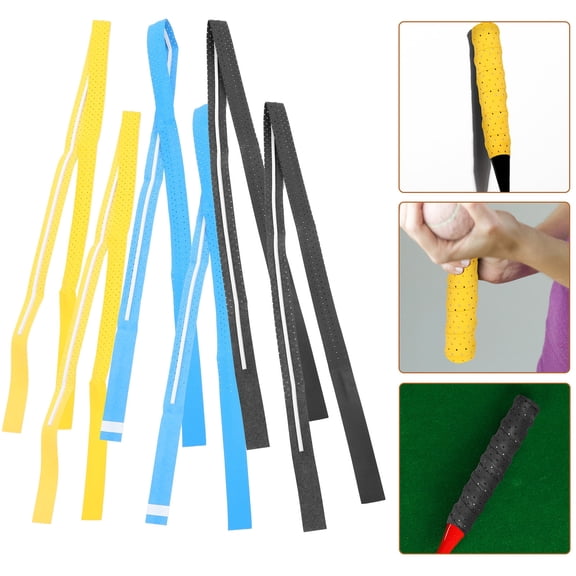 Niceauty 6pcs Tennis Racquet Grip Wrap PU Yellow Anti-skid Grip for Sports Enthusiasts