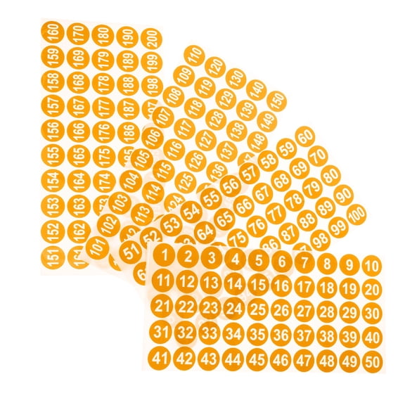 Niceauty Orange Round Number Stickers Adhesive Labels for Storage and Office Use