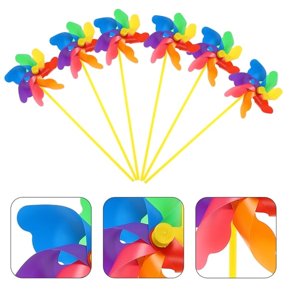 Niceauty 8Pcs Garden Windmill Inserting Decor Rainbow Pinwheel Decors Modern Design for Event Planners