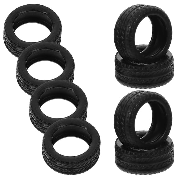 Niceauty 8Pcs Black Rubber Tire Skin for 164 Scale Rc Car Model Accessories