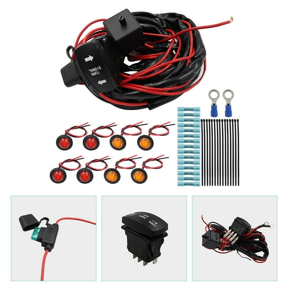 Niceauty 1 Set UTV Turn Signal Kit Universal Wiring Harness Kit ABS Copper Rubber Vehicle Accessory