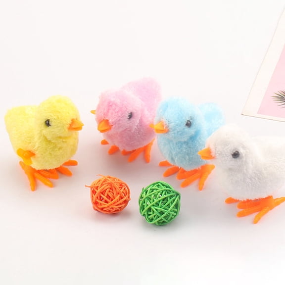 Niceauty Adorable Wind Up Chick Toys Assorted Color Plastic Fun for Playing Size Small 4Pcs
