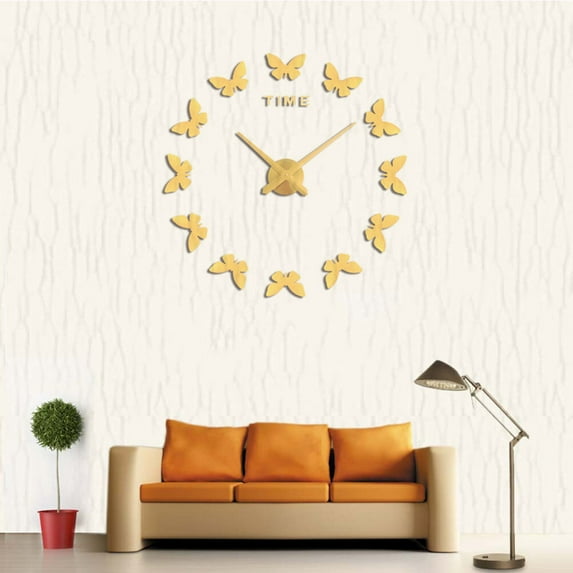Niceauty Decorative Golden Acrylic Wall Clock Oversize Silent Round Wall Clock for Bedroom
