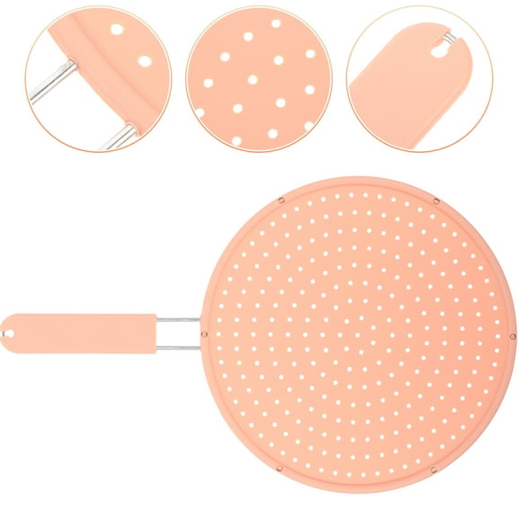 Niceauty Stainless Steel and Silicone Frying Pan Oil Splatter Guard Pink Kitchen Tool