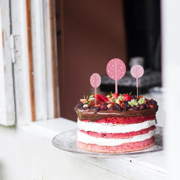 Niceauty Assorted Color Felt Tree Cake Topper for Decoration Add Joyful Atmosphere to Parties 9Pcs