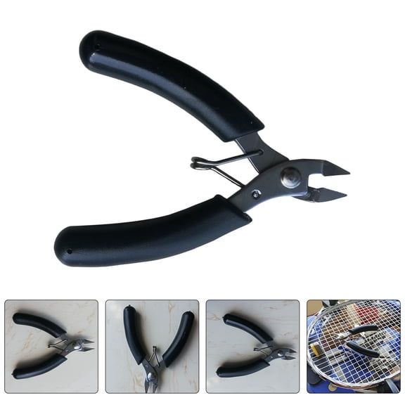 Niceauty Black Diagonal Wire Cutter Pliers for Badminton Racket with Spring and Ergonomic Grip