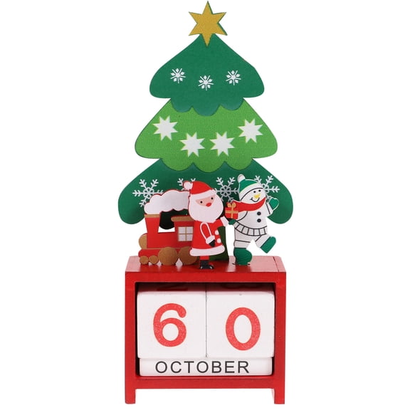 Niceauty Wood Block Calendar Multi-Color Month Date Display Christmas Countdown