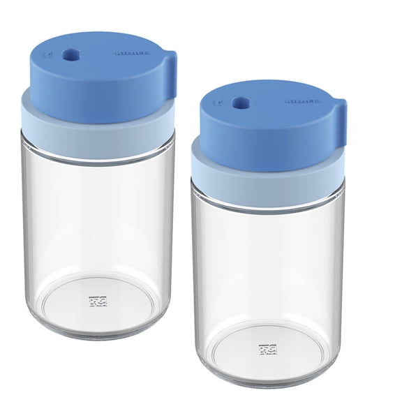 Niceauty Blue Seasoning Bottles with Pepper Shakers for Kitchen Use Made of Plastic and Glass 2 Pieces